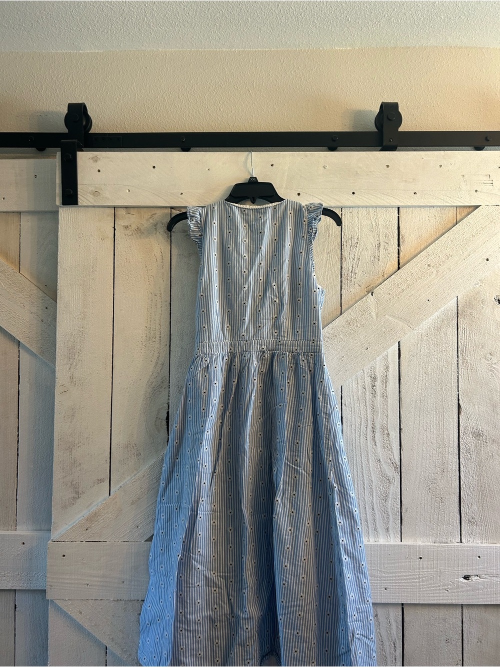 LOFT Blue and White Striped Wrap Midi Dress - Picture 4 of 5